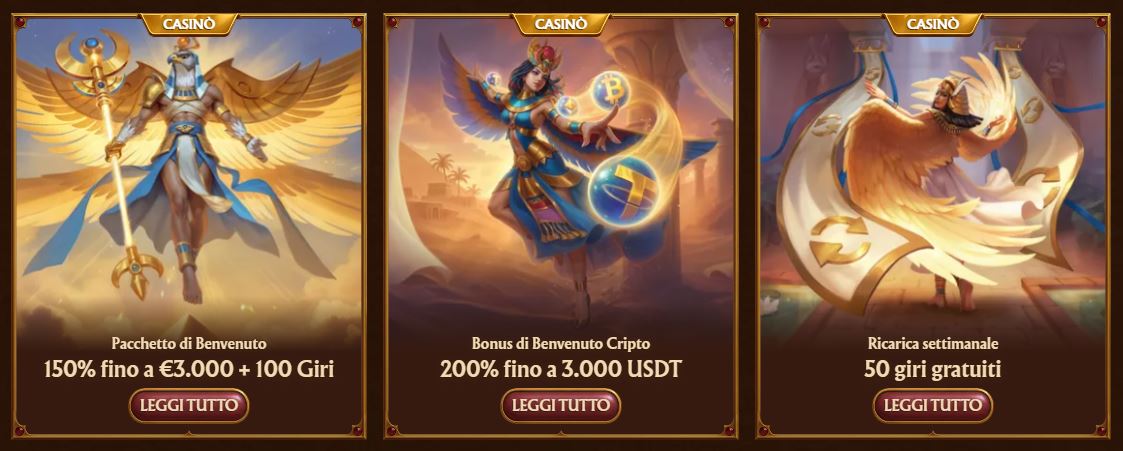 Scegli il bonus casino o crypto su AmunRa e vinci
