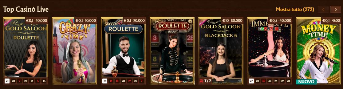 Gioca ai tavoli live con croupier reali al casino