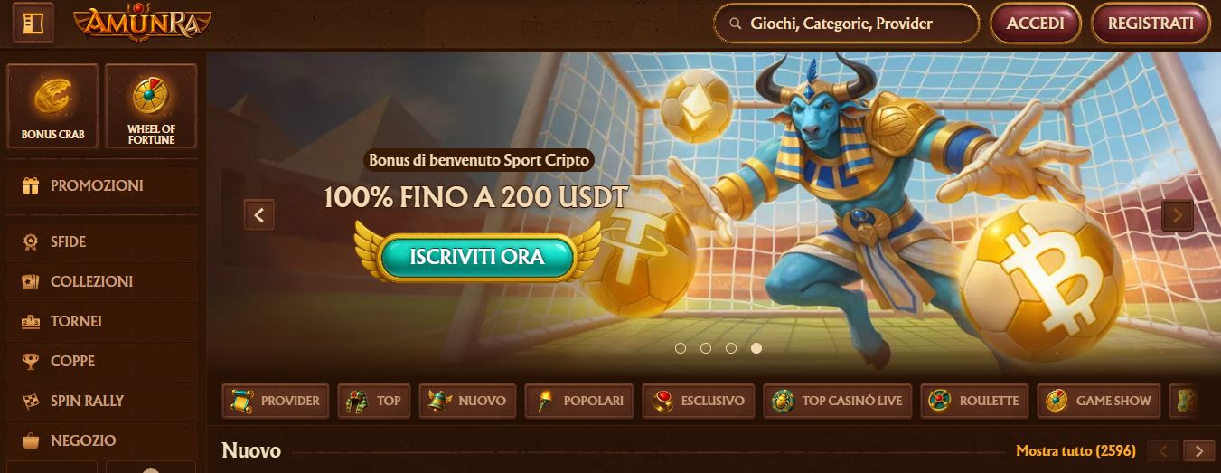 Registrati su AmunRa e ottieni il bonus di benvenuto